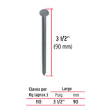 CLAVO PUNTA DIAMANTE, 3-1/2', CON CABEZA POR CAJA C/25 KGS