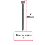 KILO DE CLAVO ESTANDAR 4' CON CABEZA EN CAJA DE 10 KG, FIERO