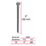 CLAVO PUNTA DIAMANTE, 4', CON CABEZA POR KILO