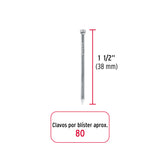 BLISTER CON 80 CLAVOS ESTANDAR 1-1/2' SIN CABEZA, FIERO