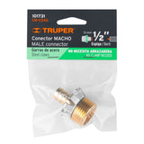 CONECTOR 1/2' MACHO TIPO GARRA DE ALUMINIO, TRUPER
