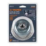 CARDA COPA 4" ALAMBRE ONDULADO FINO, MULTI-ROSCA, TRUPER