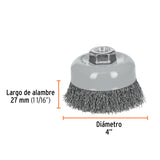 CARDA COPA 4" ALAMBRE ONDULADO FINO, MULTI-ROSCA, TRUPER