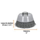 CARDA COPA 5' ALAMBRE ONDULADO FINO, MULTI-ROSCA, TRUPER