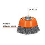 CARDA COPA 5' ALAMBRE ONDULADO GRUESO, EJE 5/8'-11, TRUPER