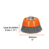 CARDA COPA 5' ALAMBRE ONDULADO GRUESO, EJE 5/8'-11, TRUPER