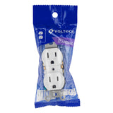 CONTACTO DUPLEX 2 POLOS 3 HILOS STANDAR BLANCO