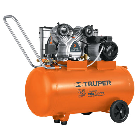 COMPRESOR DE AIRE LUBRICADO DE 120 LTS., HORIZONTAL