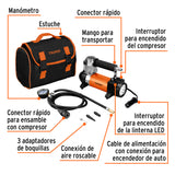 COMPRESOR DE AIRE, 12 V INCLUYE MALETÍN