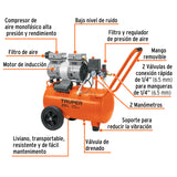 COMPRESOR DE AIRE,  25 L 2 HP, SILENCIOSO LIBRE DE ACEITE, TRUPER