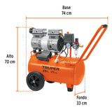 COMPRESOR DE AIRE,  25 L 2 HP, SILENCIOSO LIBRE DE ACEITE, TRUPER