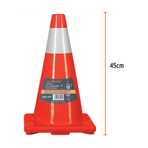 CONO DE PRECAUCIÓN, 45 CM CON REFLEJANTE