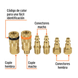 JUEGO DE COPLES Y CONECTORES RÁPIDOS DE LATÓN, 6 PZAS