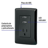 CONTACTO ATERRIZADO + 2 PUERTOS USB, NEGRO, LMNEA ITALIANA