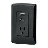 CONTACTO ATERRIZADO + 2 PUERTOS USB, NEGRO, LMNEA ITALIANA