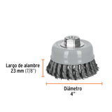 CARDA COPA 4' ALAMBRE TRENZADO FINO, MULTI-ROSCA, TRUPER