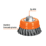CARDA COPA,ALAMBRE TRENZADO GRUESO,4XM14', MM PARA ESMERIL