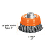 CARDA COPA,ALAMBRE TRENZADO GRUESO,4XM14', MM PARA ESMERIL