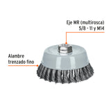 CARDA COPA 5' ALAMBRE TRENZADO FINO, MULTI-ROSCA, TRUPER