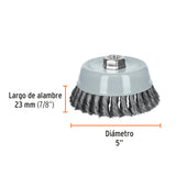 CARDA COPA 5' ALAMBRE TRENZADO FINO, MULTI-ROSCA, TRUPER