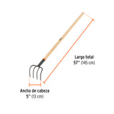 CULTIVADOR FORJADO PARA JARDMN 5 DIENTES, MANGO DE 60'