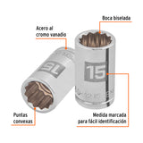 DADO CUADRO 1/2' ESTRIADO METRICO 15MM