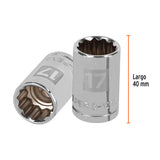 DADO CUADRO 1/2' ESTRIADO METRICO 17MM