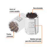 DADO CUADRO 1/2' ESTRIADO METRICO 20MM