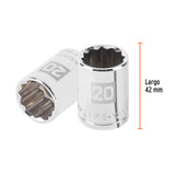 DADO CUADRO 1/2' ESTRIADO METRICO 20MM