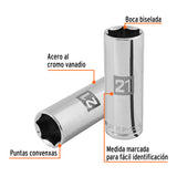 DADO LARGO DE 21 MM, 6 PUNTAS, CUADRO 1/2', TRUPER