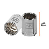 DADO CUADRO 1/2' ESTRIADO METRICO 22MM