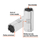 DADO LARGO DE 25 MM, 6 PUNTAS, CUADRO 1/2', TRUPER