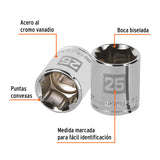 DADO CUADRO 1/2' HEXAGONAL 25MM