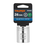 DADO DE 26 MM, 6 PUNTAS, CUADRO 1/2', TRUPER