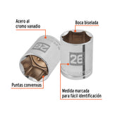 DADO DE 26 MM, 6 PUNTAS, CUADRO 1/2', TRUPER