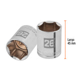 DADO DE 26 MM, 6 PUNTAS, CUADRO 1/2', TRUPER