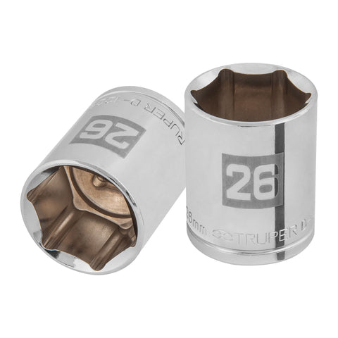 DADO DE 26 MM, 6 PUNTAS, CUADRO 1/2', TRUPER