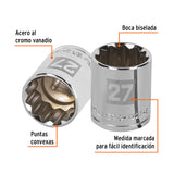 DADO CUADRO 1/2' ESTRIADO METRICO 27MM