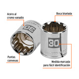 DADO CUADRO 1/2' ESTRIADO METRICO 30MM