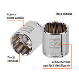 DADO CUADRO 1/2' ESTRIADO METRICO 32MM