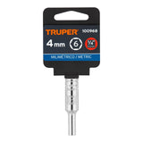 DADO LARGO DE 4 MM, 6 PUNTAS, CUADRO 1/4', TRUPER