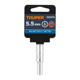 DADO LARGO DE 5.5 MM, 6 PUNTAS, CUADRO 1/4', TRUPER