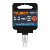 DADO DE 5.5 MM, 6 PUNTAS, CUADRO 1/4', TRUPER