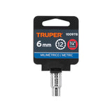 DADO DE 6 MM, 12 PUNTAS, CUADRO 1/4', TRUPER