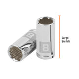 DADO DE 8 MM, 12 PUNTAS, CUADRO 1/4', TRUPER