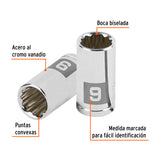DADO DE 9 MM, 12 PUNTAS, CUADRO 1/4', TRUPER