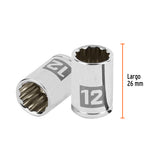 DADO DE 12 MM, 12 PUNTAS, CUADRO 1/4', TRUPER