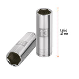 DADO LARGO CUADRO 1/4' HEX METRICO 13MM