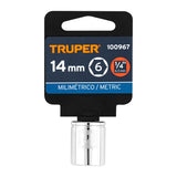 DADO DE 14 MM, 6 PUNTAS, CUADRO 1/4', TRUPER