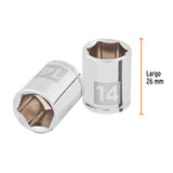DADO DE 14 MM, 6 PUNTAS, CUADRO 1/4', TRUPER